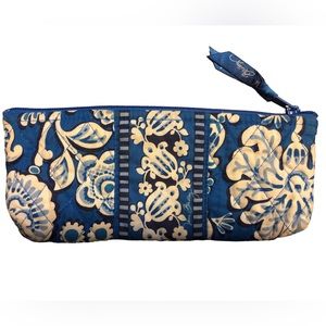 Vera Bradley Blue Lagoon Pencil Case Small Make Up Pouch